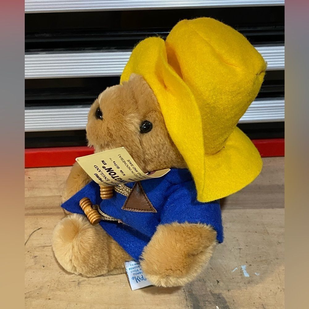 Sears Paddington Bear 15 Inch Plush Stuffed Animal  Blue Toggle Coat Yellow Hat - Picture 8 of 8